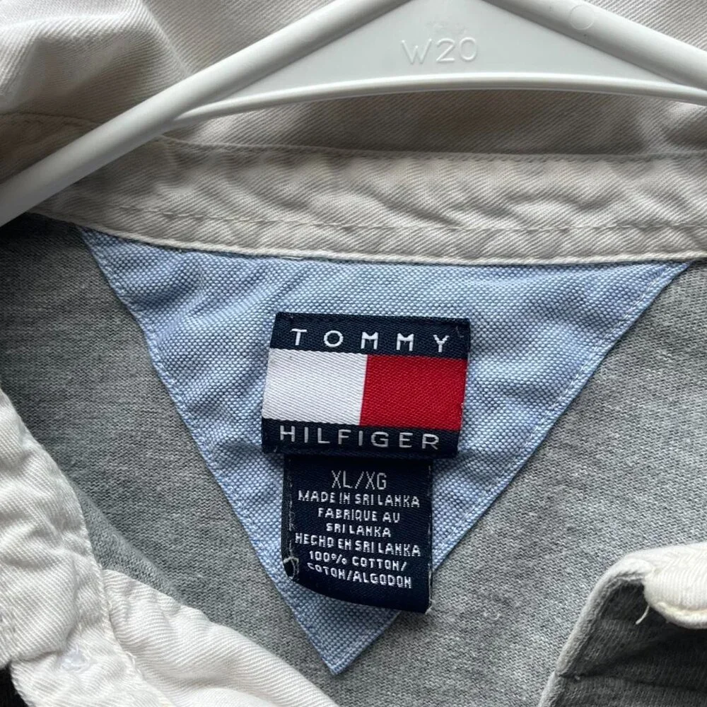 Vintage 90s Tommy Hilfiger Gray Long Sleeve Button-Down Shirt XL – Collared - Picture 4 of 4